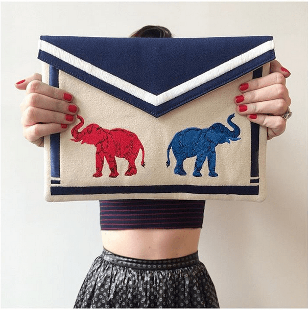 Tanya Taylor Clutch for Save The Elephants Photo credit TanyaTaylornyc instagram