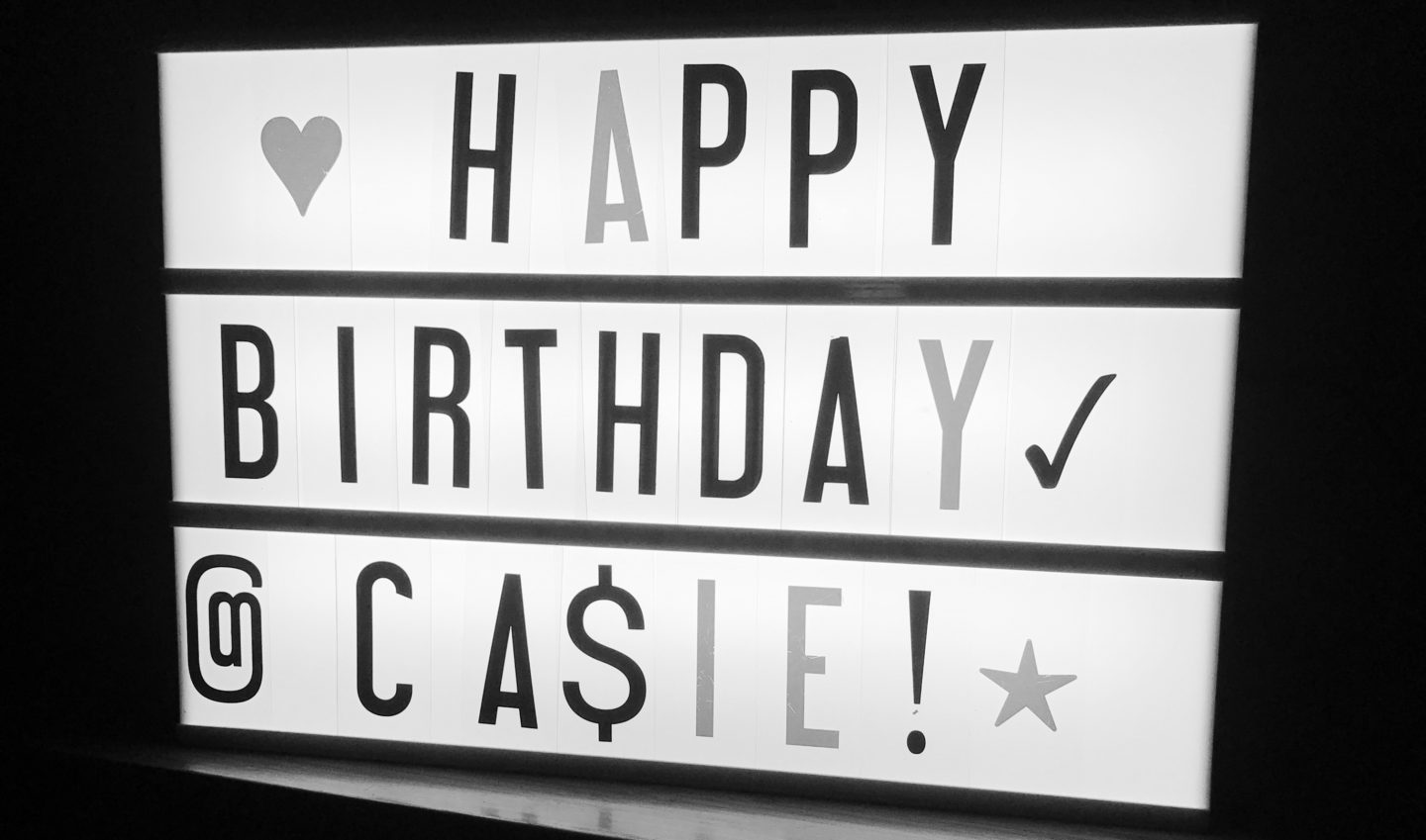 happy birthday casie sign