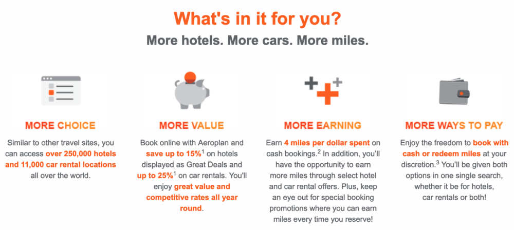 Book, earn, repeat! ?Enjoy a special double the Aeroplan miles offer until April 14, 2019, and earn an additional ?4 bonus miles per dollar spent?. 