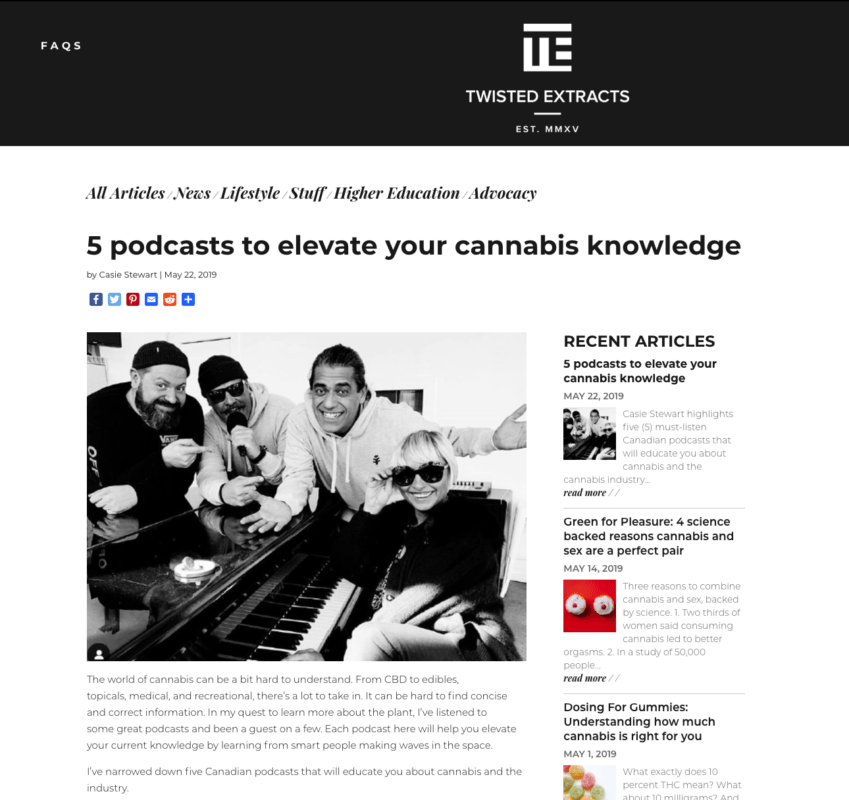 5 Cannabis podcasts to elevate your knowledge. Twisted Extracts blog written by Casie Stewart. 